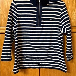 Women’s Ralph Lauren Active Striped Navy and White Quarter-Zip Polo
